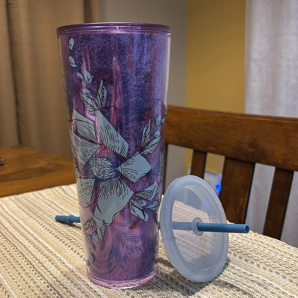 Starbucks 2024 Valentine Purple Winter Blossom Floral‎ Tumbler NWT